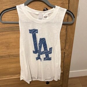 White Tank Top with Blue LA Logo